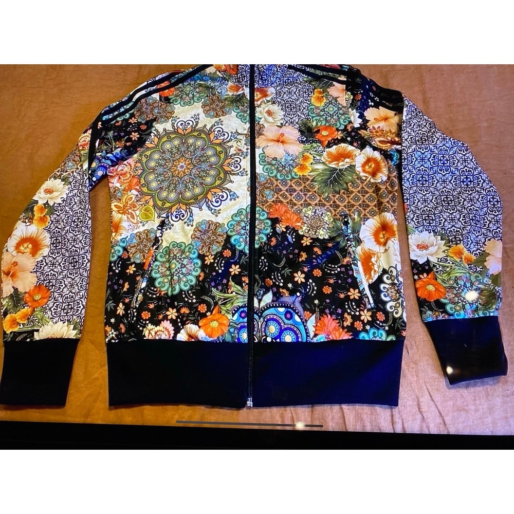 Adidas Track Jacket Jardim Agharta Farm  Floral Satin Bomber Colorful s4B